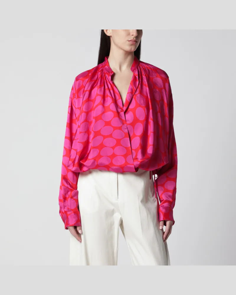 Dries van Noten Gekreuztes Hemd mit Fuchsia-Print Pink