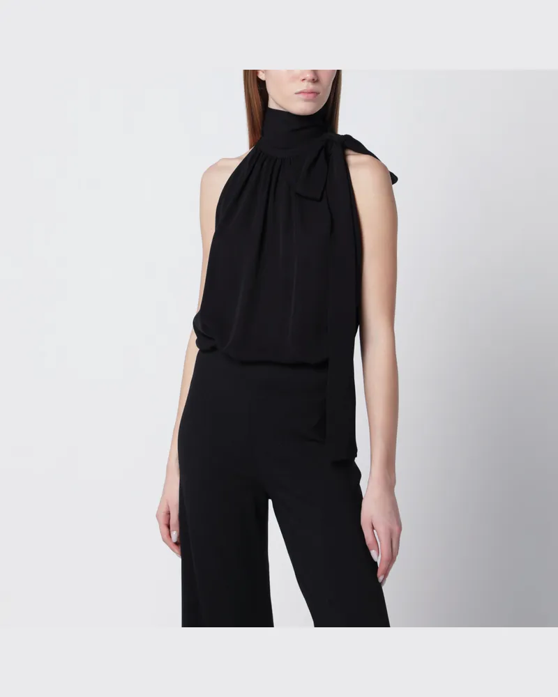 Valentino Garavani Schwarzes Seidentop mit Schleife am Hals Black