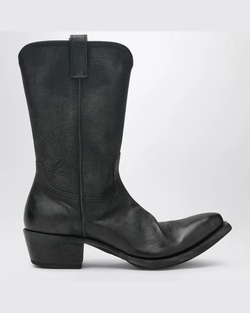 Prada Schwarze Cowboy-Stiefel aus Leder Schwarz