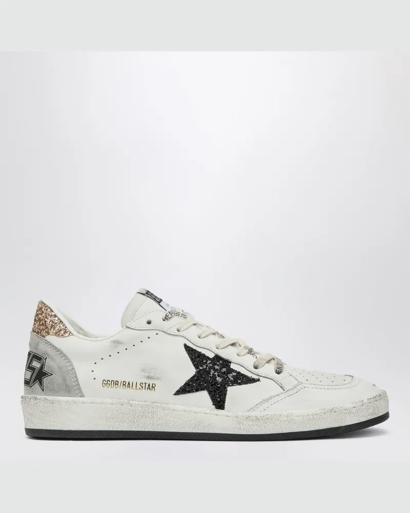 Golden Goose Sneaker Ball Star Weiß/Schwarz mit Glitzer White