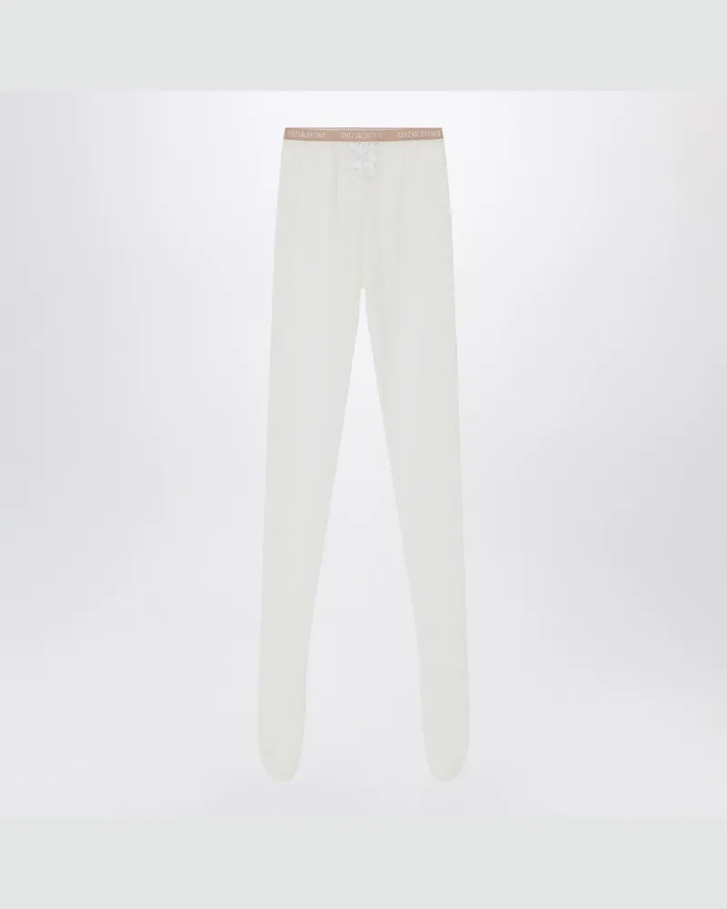 Valentino Garavani Elfenbeinfarbene Spitzenstrumpfhose Print