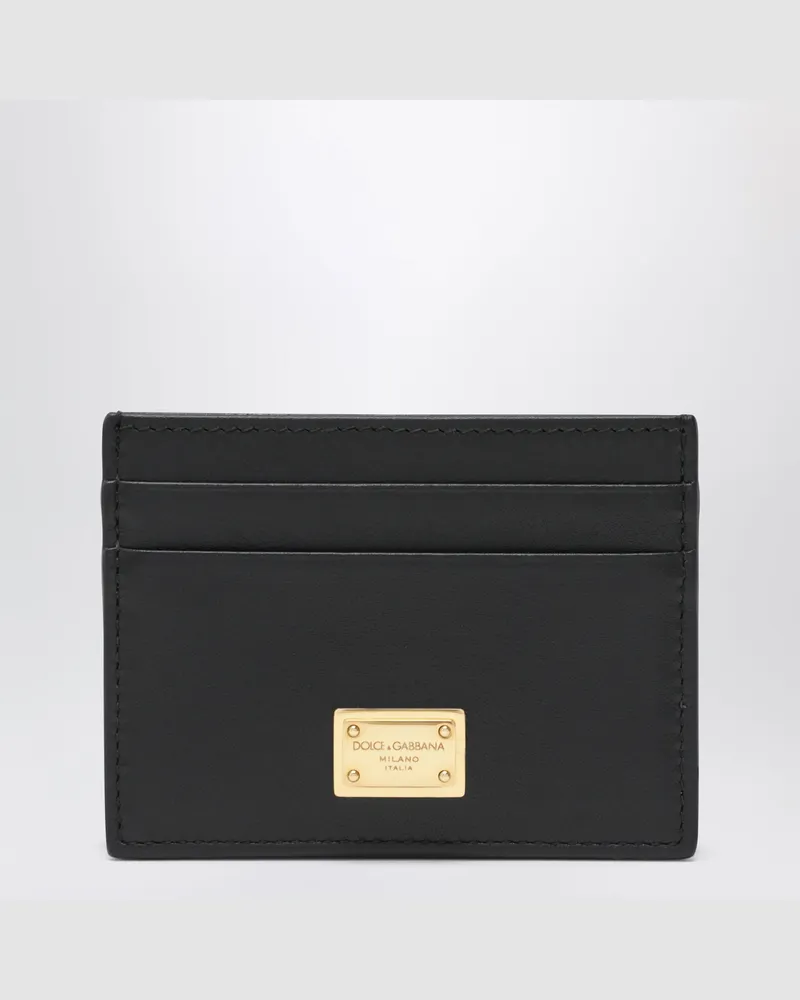 Dolce & Gabbana Schwarzes Kartenetui aus plongé Kalbsleder Black
