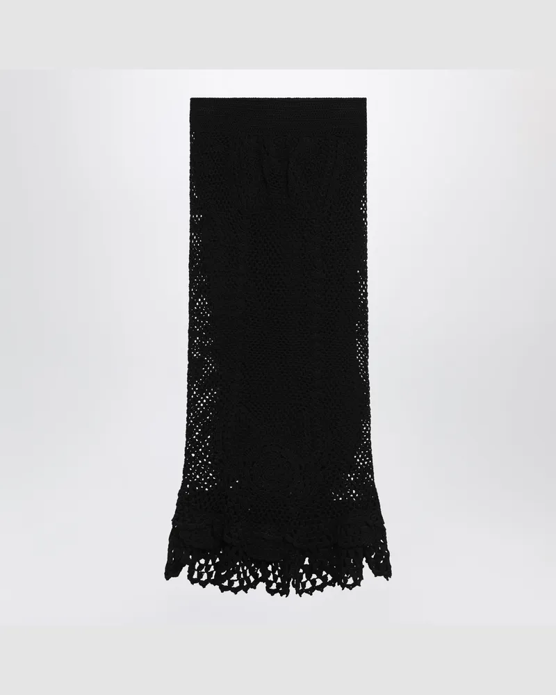 Dolce & Gabbana Schwarzer Rock aus gehäkeltem Baumwollstrick Black