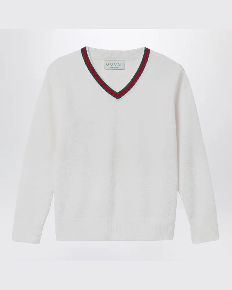 Gucci Weißer Pullover mit Webband Weiß