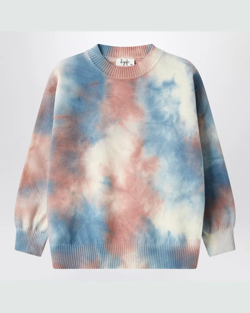 Il Gufo Pullover mit Airbrush-Druck im Tie-Dye-Effekt Blue