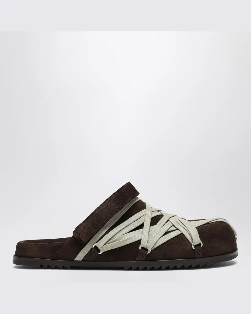 Rick Owens Megalance Mule Granolas in Braun aus Wildleder Braun