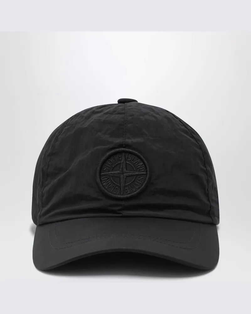 Stone Island Schwarze Baseballkappe mit Logo Schwarz