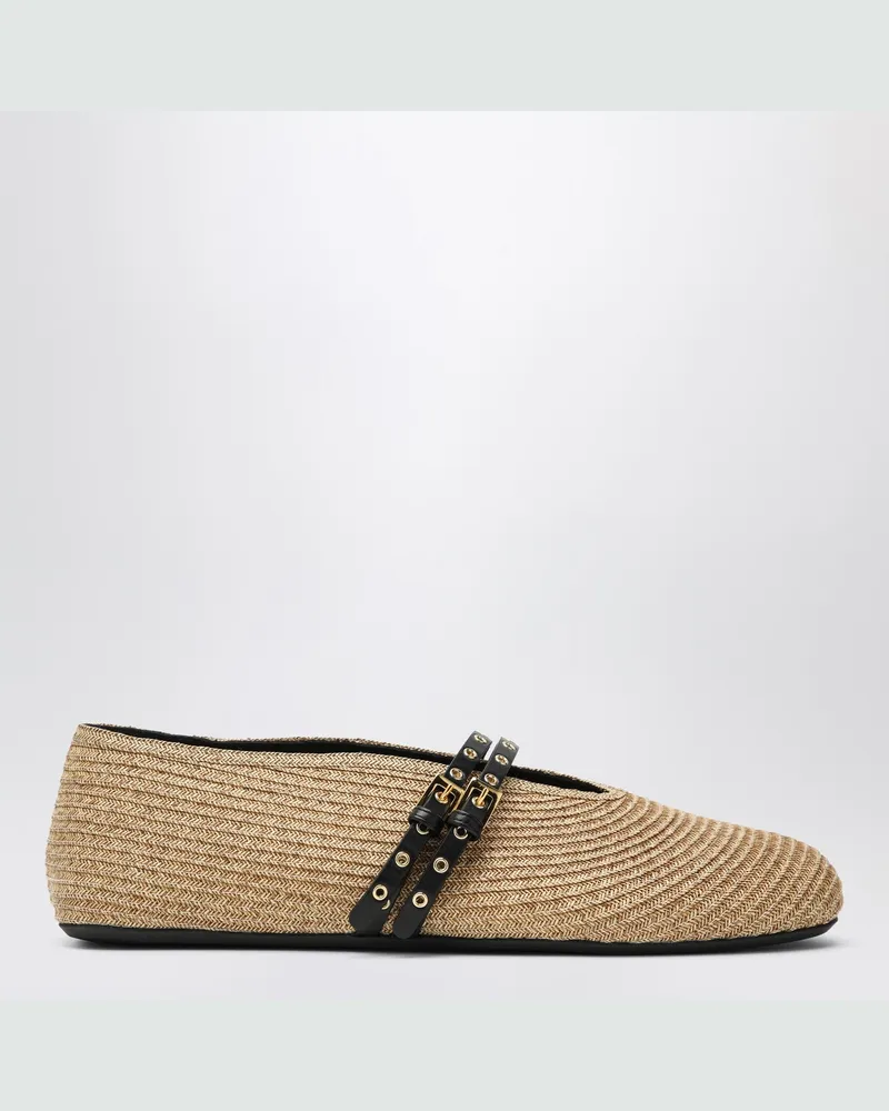 Alaïa Flache Ballerinas in Naturfarbe aus Papierstroh 