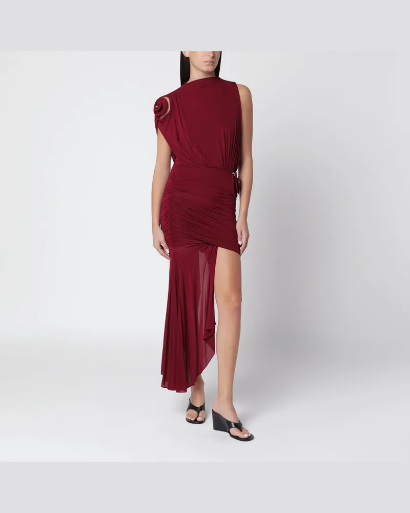 Christopher Esber Aurelia kurzes weinrotes Viskosekleid Burgundy