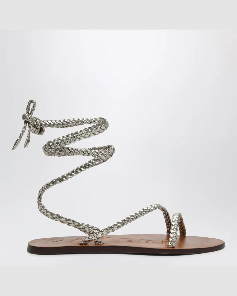 Manebí Platinfarbene Ledersandalen Metal