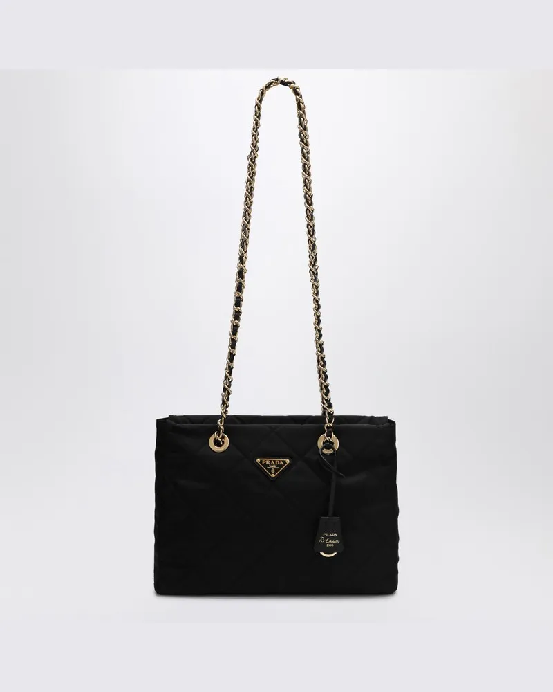 Prada Re-Edition 1995 Chaîne mittlere schwarze Re-Nylon Tasche Schwarz