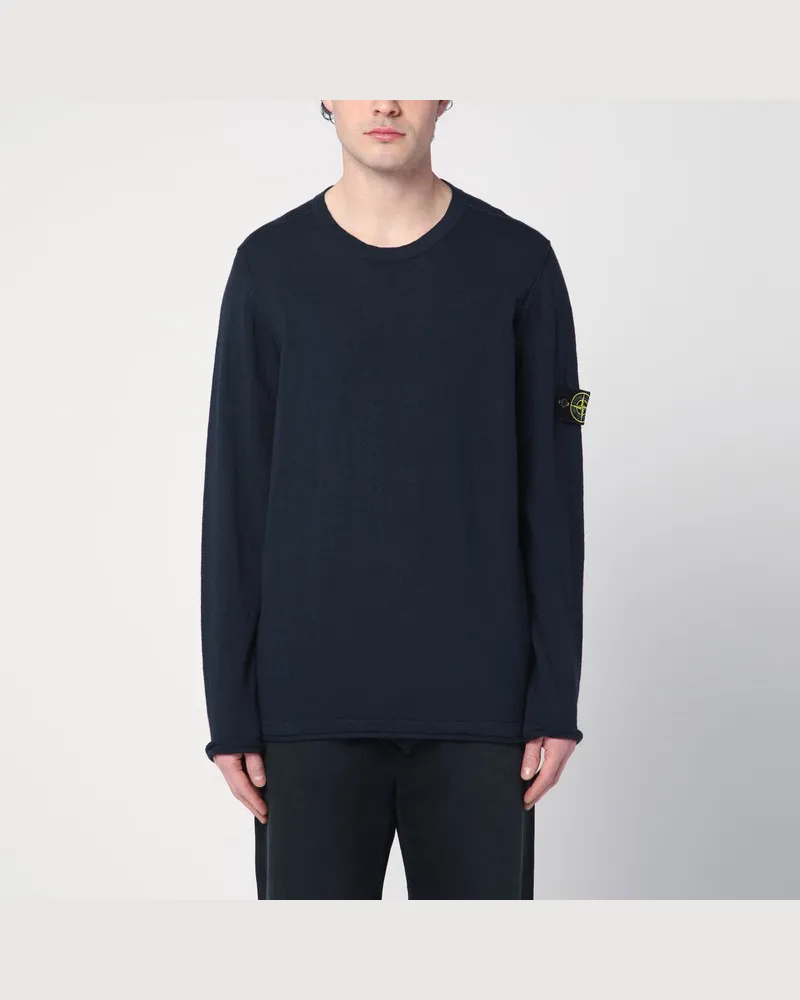 Stone Island Marineblauer Pullover aus Baumwollgemisch Blau