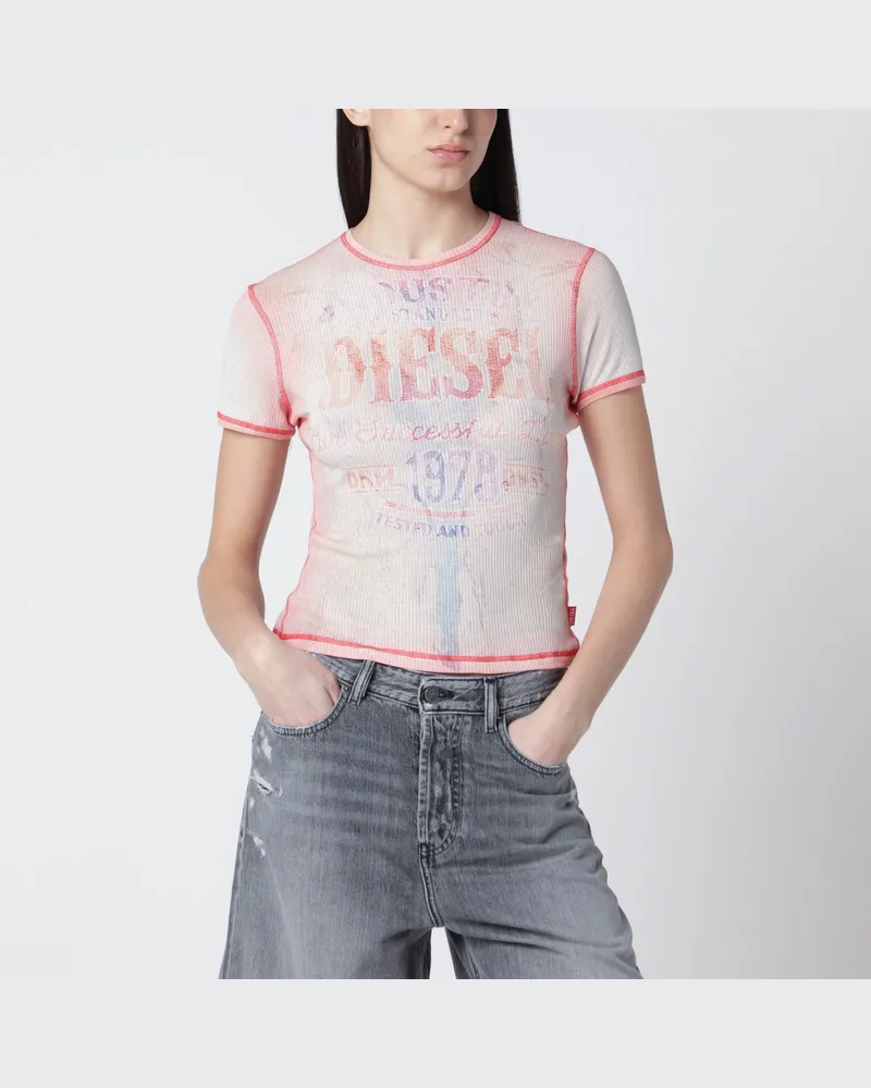 Diesel Baumwoll-T-Shirt Mit Logo-Grafik White