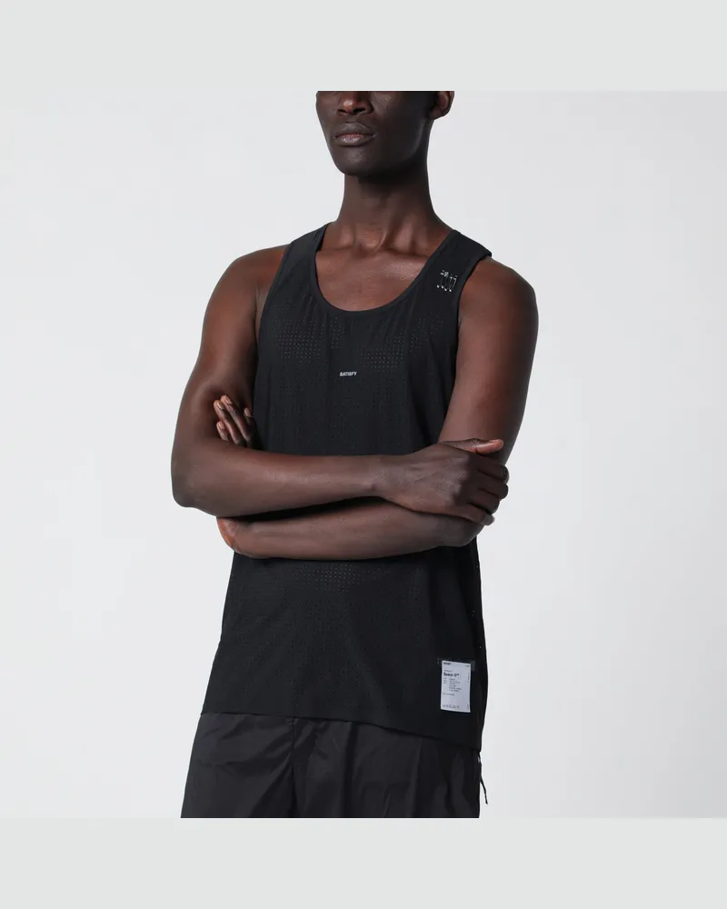 Satisfy Schwarzes atmungsaktives Space-O Tanktop 