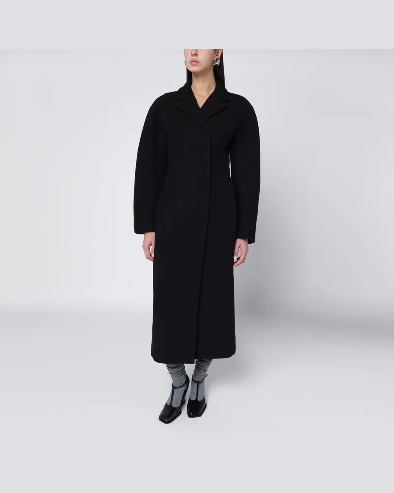 Jacquemus Schwarzer Curved-Wollmantel Schwarz