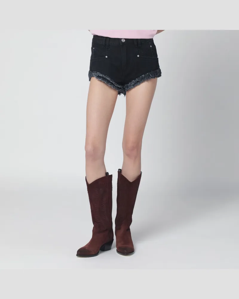 Isabel Marant Eneidala Shorts aus schwarz verwaschenem Denim Black