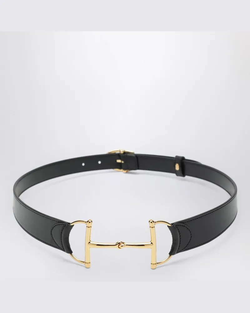 Gucci Schwarzer Gürtel mit übergroßer Horsebit-Schnalle Schwarz