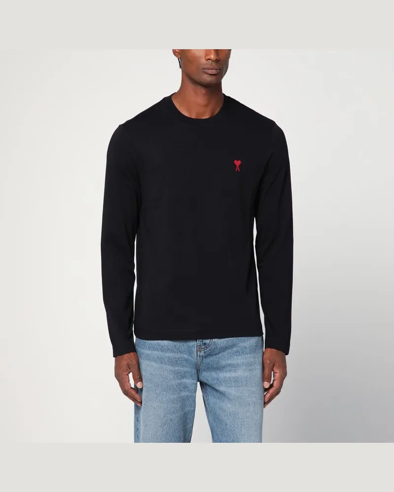 AMI Paris Ami De Coeur schwarzes T-Shirt Schwarz