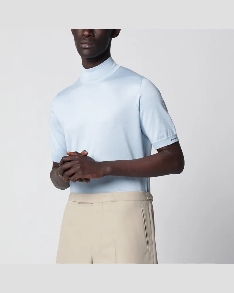 Prada Hellblaues Kurzarm-Oberteil aus Baumwolle Light