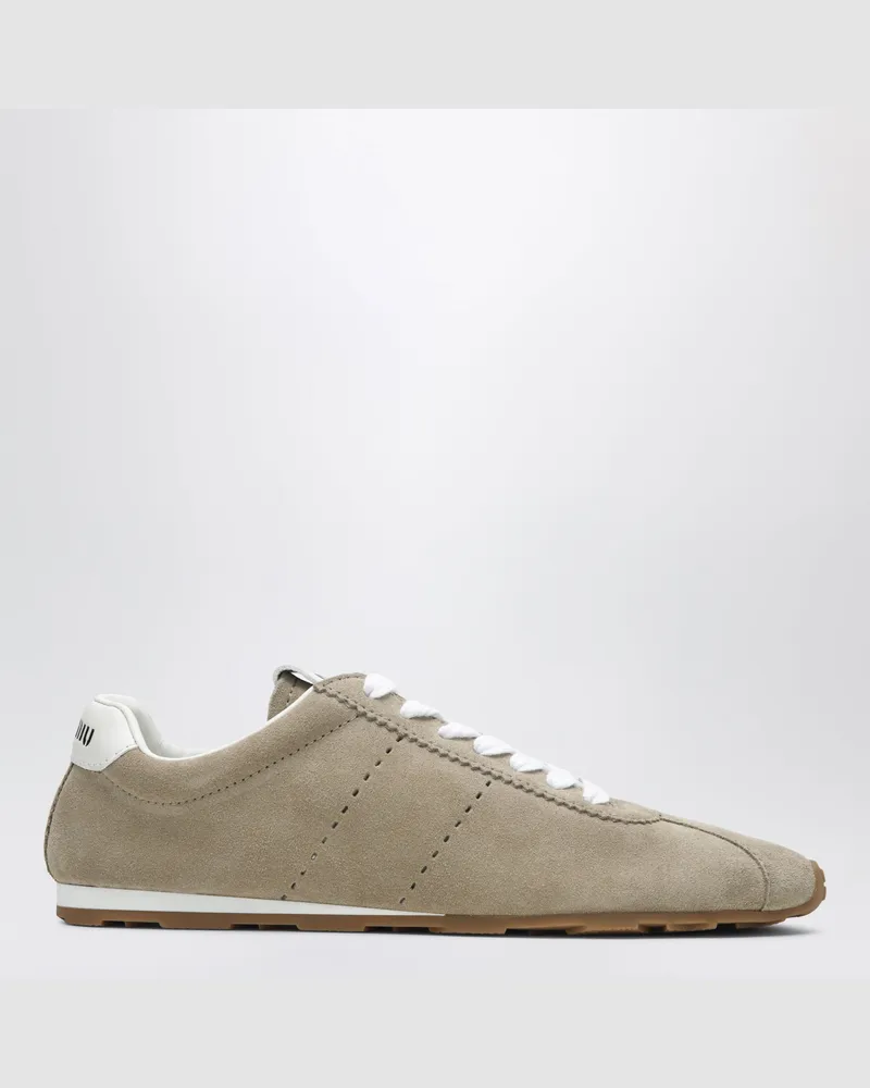 Miu Miu Plume Desert Suede Sneakers Beige