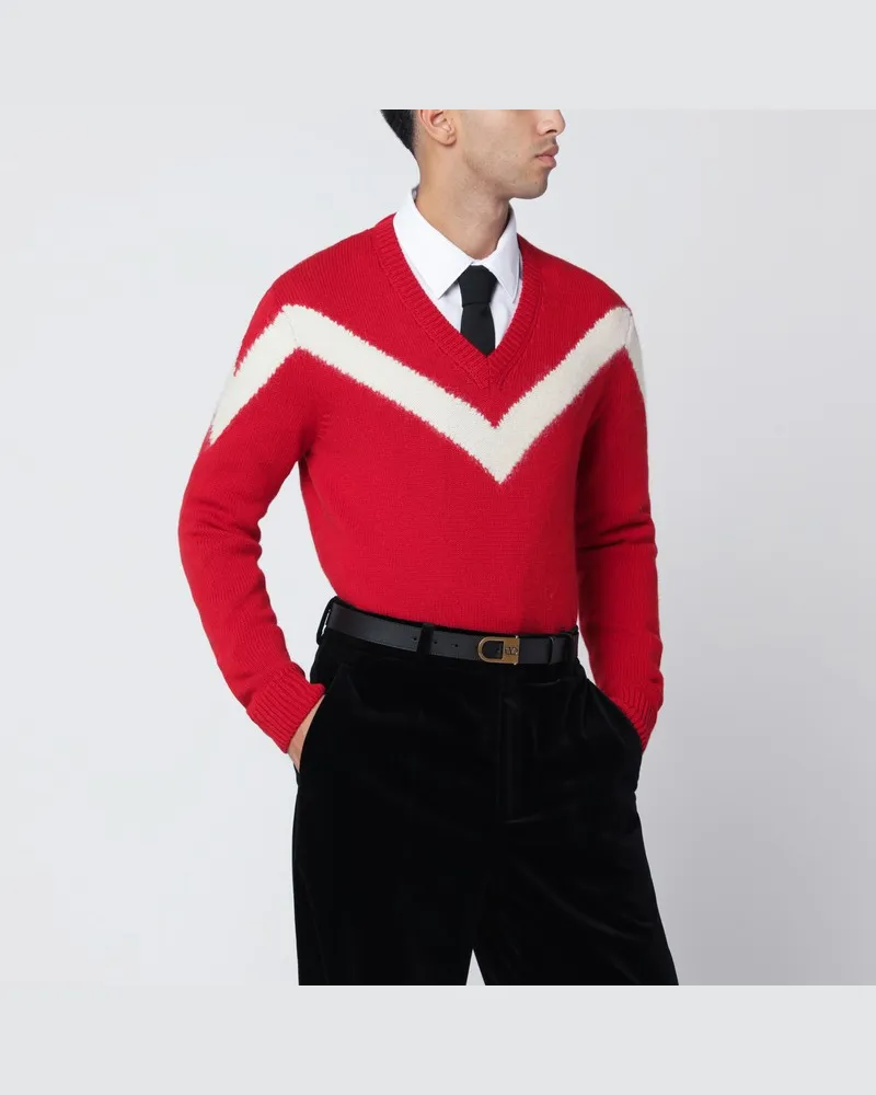 Valentino Garavani Roter Pullover mit Vlogo auf Schleife Rot