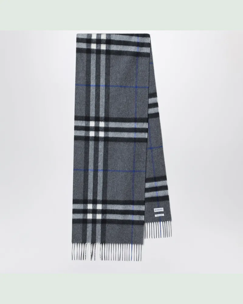 Burberry Kaschmirschal Check mit Fransen in Marlborough-Grau Grey