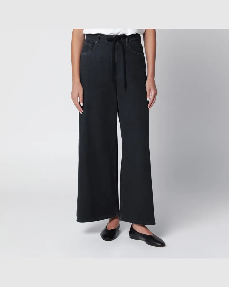 Maison Margiela Schwarze Wide-Leg-Cropped-Jeans Black