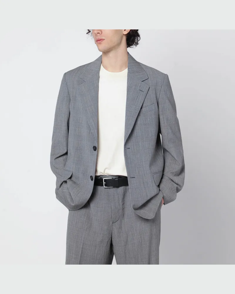 Golden Goose Graue einreihige Jacke im Prince-of-Wales-Muster Grey