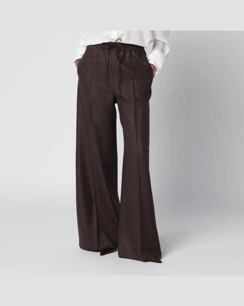 Max Mara Hose in Wolf aus melierter Wolle Brown