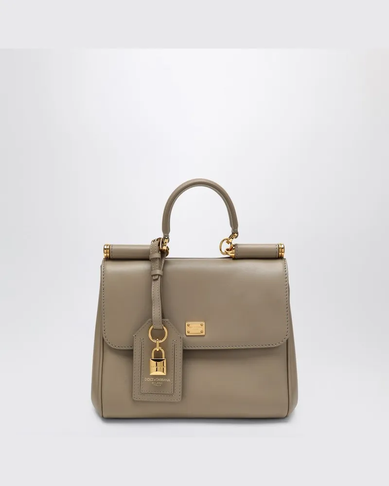 Dolce & Gabbana Schultertasche Meine Sizilien aus schwarzem Leder Braun