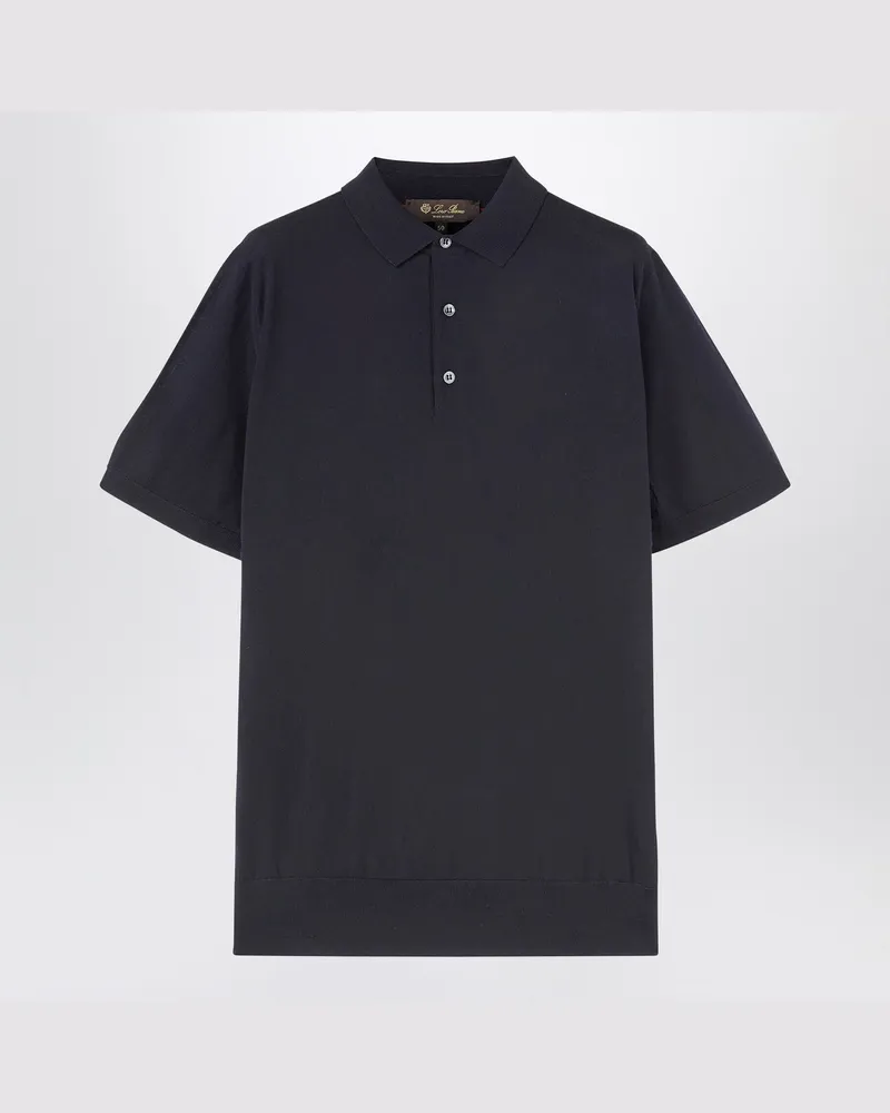 Loro Piana Poloshirt aus Wish Wollgarn blau Blue