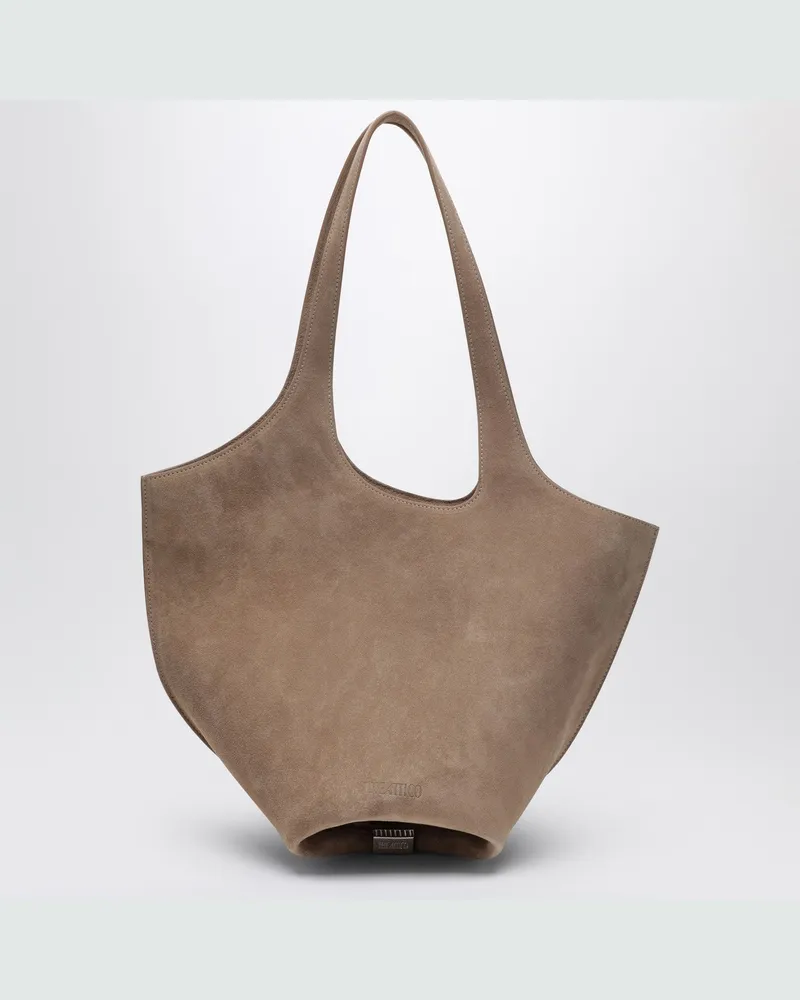 ATTICO Tasche La Scoop Medium aus tabakfarbenem Wildleder Beige