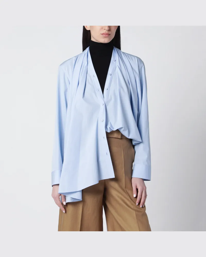 Loewe Hemd Aus Baumwollpopeline Mit Drapierung Blue