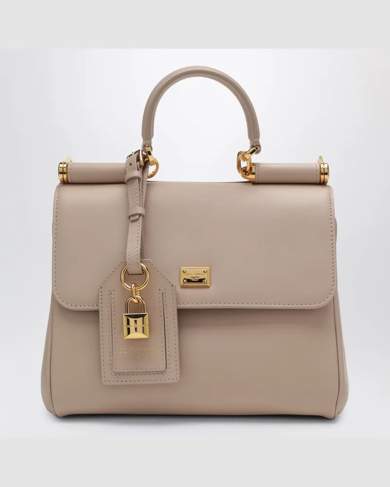 Dolce & Gabbana My Sicily kleine Tasche in Nude aus Plongé-Leder Pink