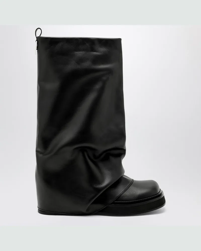 ATTICO Schwarzer Lederstiefel Combat Robin Black