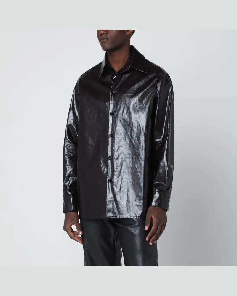 Maison Margiela Braunes Leinenhemd mit Glanzeffekt Braun