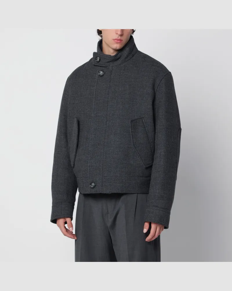 AMI Paris Wattierte Harrington-Jacke in Carbon Grey aus Wolle Grey