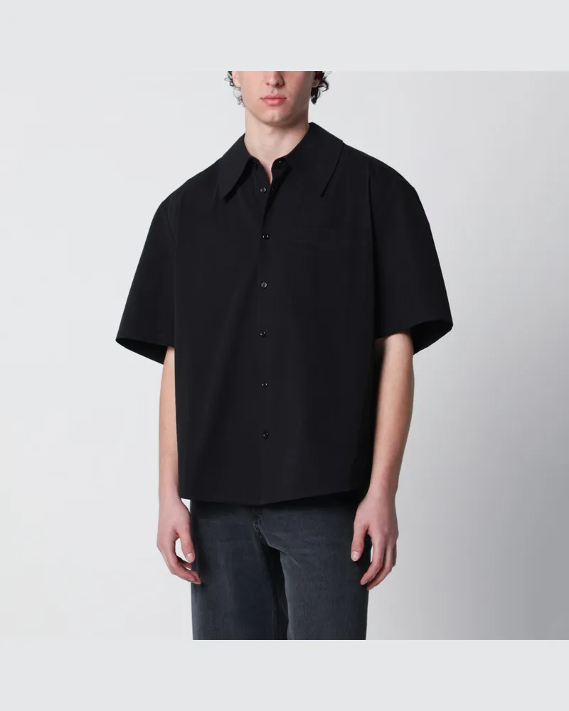 Séfr Waylon schwarzes Hemd aus Baumwollpopeline Black