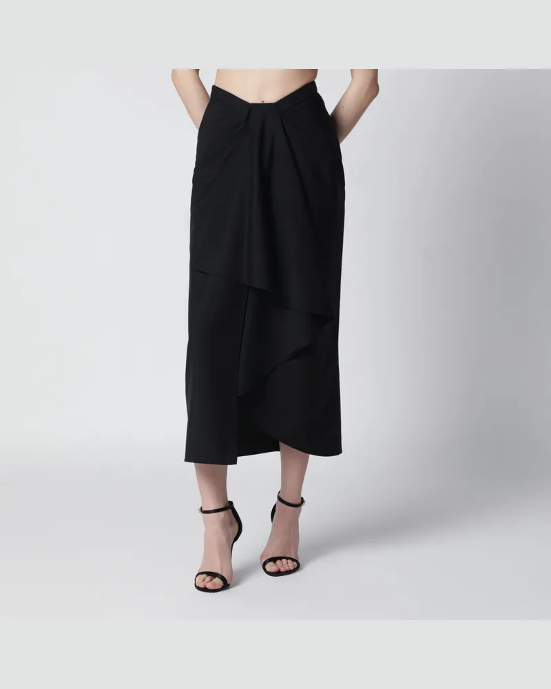 Givenchy Drapierter Rock aus schwarzer Wolle und Mohair Black