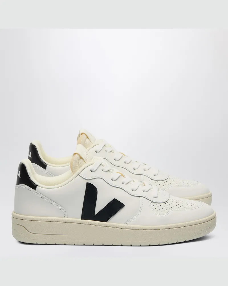 VEJA Sneaker V-10 aus weißem und schwarzem Leder White
