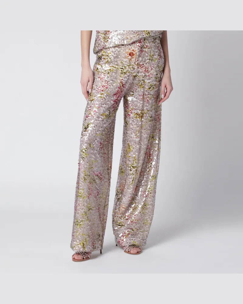 Alberta Ferretti Hose mit Pailletten mit floralem Muster Multicolor