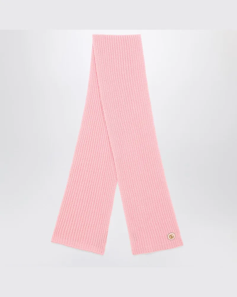 Gucci Rosa Kaschmirschal mit Logo Mehrfarbig