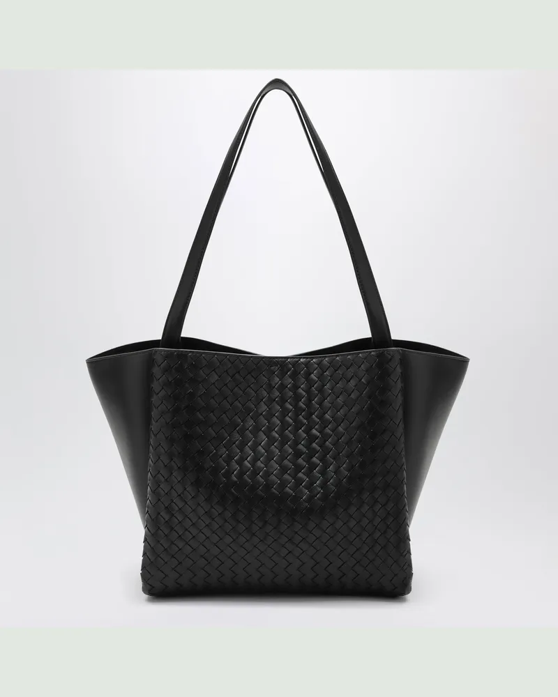 Bottega Veneta Corso Tragetasche aus schwarzem Lammleder Black