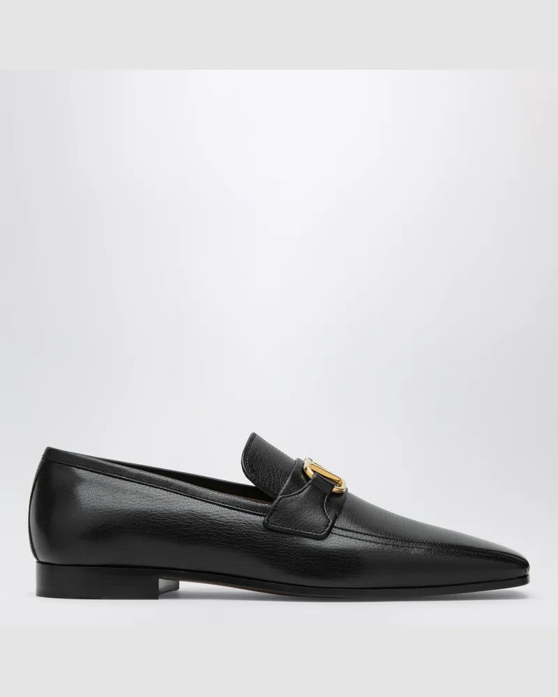 Valentino Garavani Schwarze Vlogo Signature Mokassins aus Ziegenleder Black