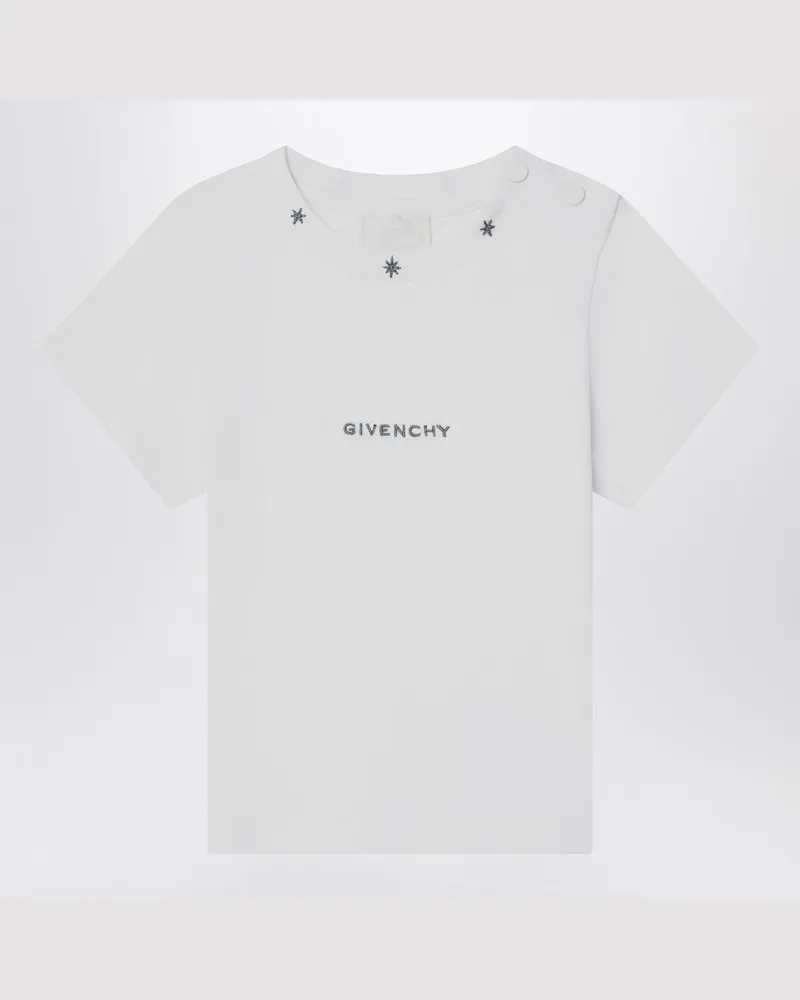 Givenchy Weißes Baumwoll-T-Shirt mit gesticktem Logo Weiß