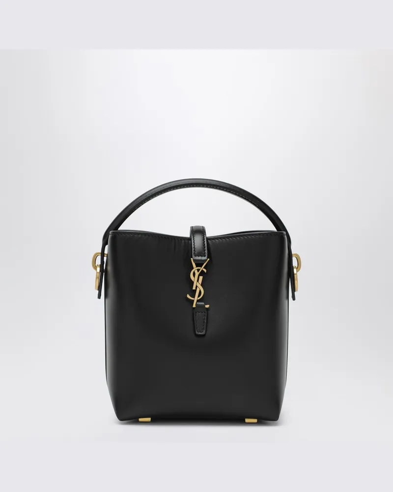 Saint Laurent Schwarze Mini-Bucket Bag Le 37 aus Leder Schwarz