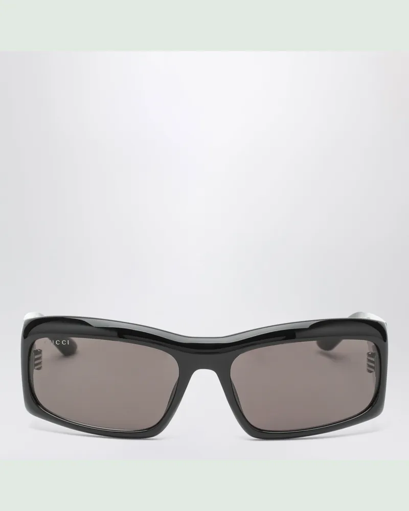 Gucci Rechteckige Sonnenbrille in Schwarz aus Acetat Black