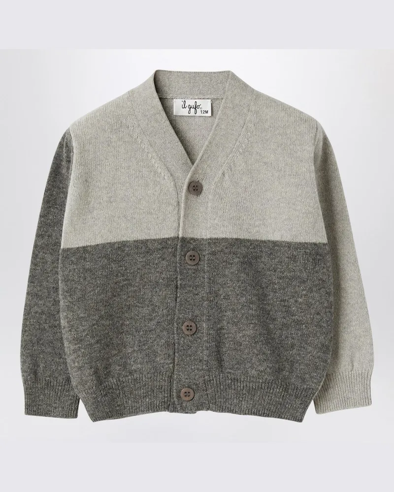 Il Gufo Strickjacke aus Wolle mit Farbblockmuster Grau