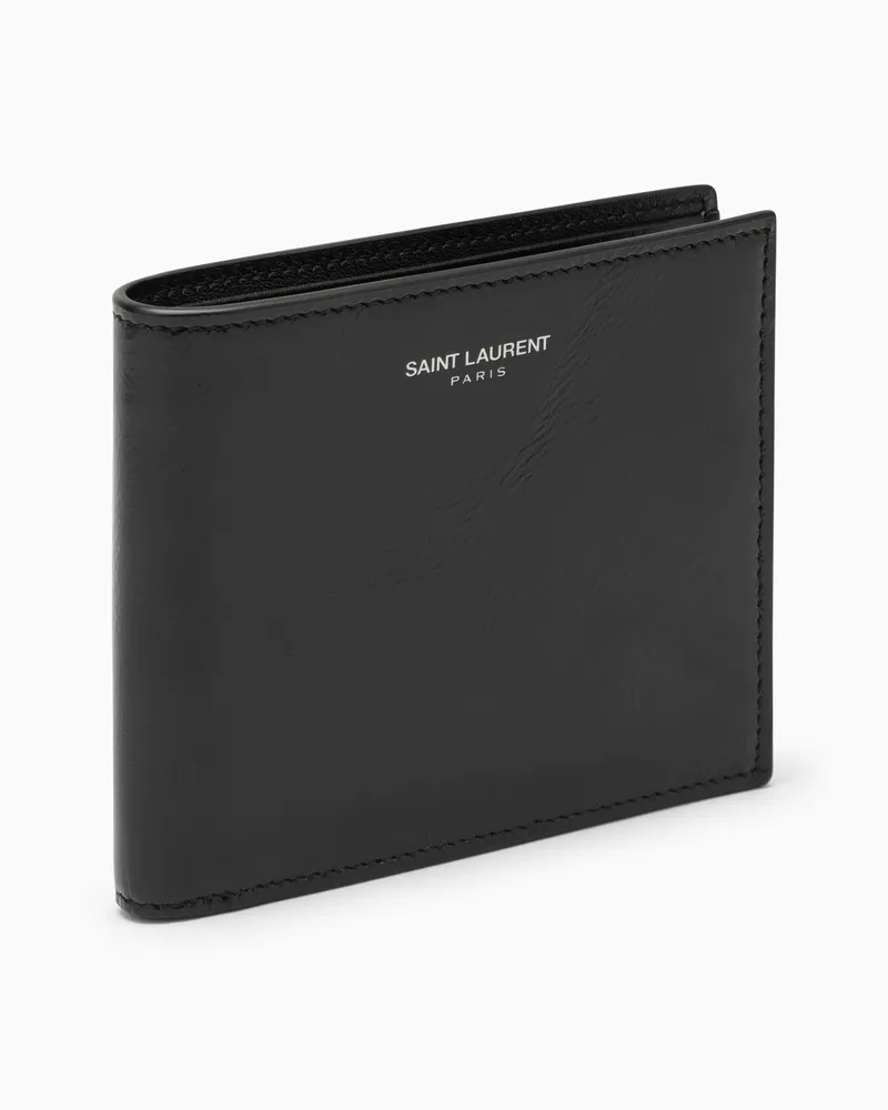 Saint Laurent Schwarzes Bifold-Portemonnaie aus Leder Schwarz