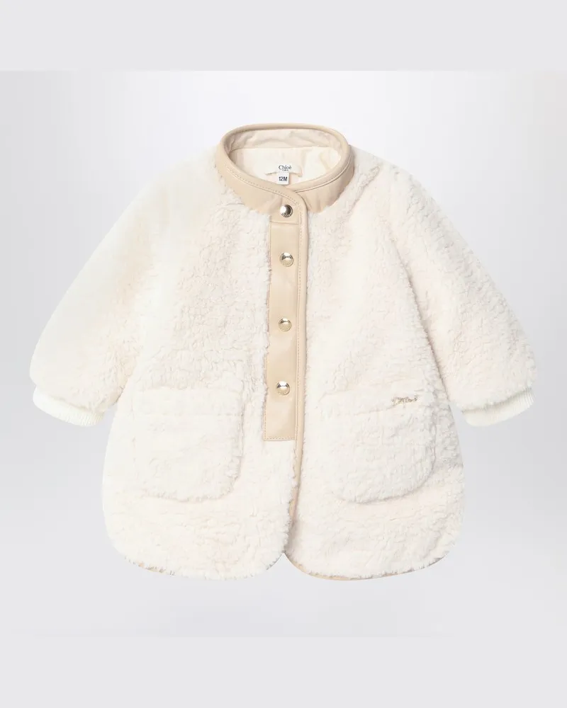 Chloé Weiße Jacke mit Lammfell-Effekt Weiß
